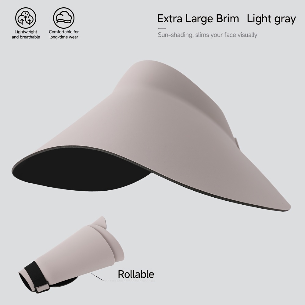 TEMU Chapeau de soleil pour femme, 1 pièce couture à large bord / Chapeau de soleil à dessus ouvert, et polyvalent / Portable et pliable