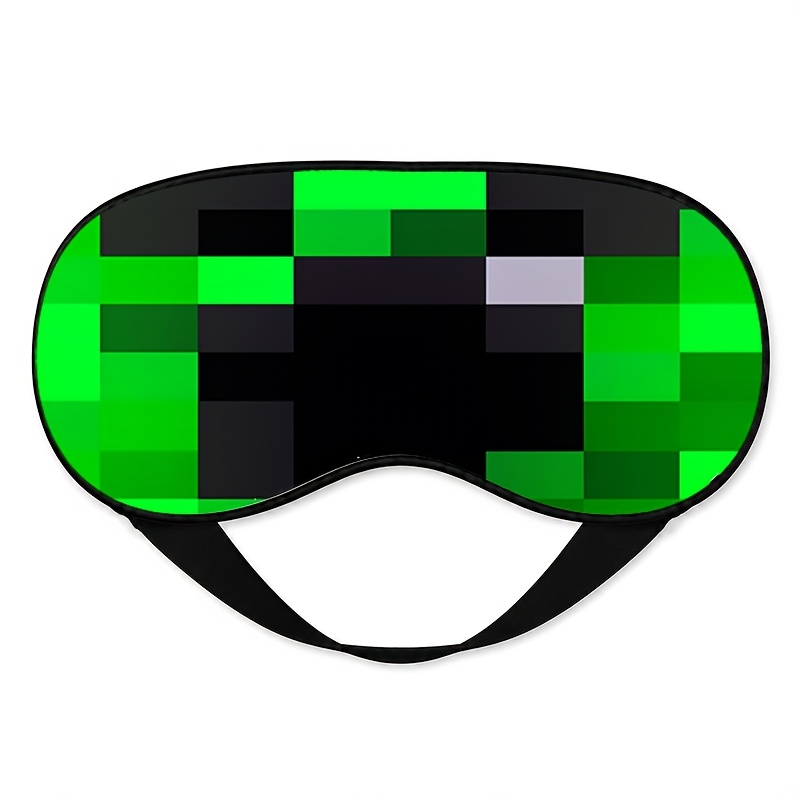 TEMU 1pc, Green Pixel Block Themed Printed Eye Mask, Ideal For Nap, Long Trip And , Lightweight Portable Design, Nice Leisure Gift | Sweet Small