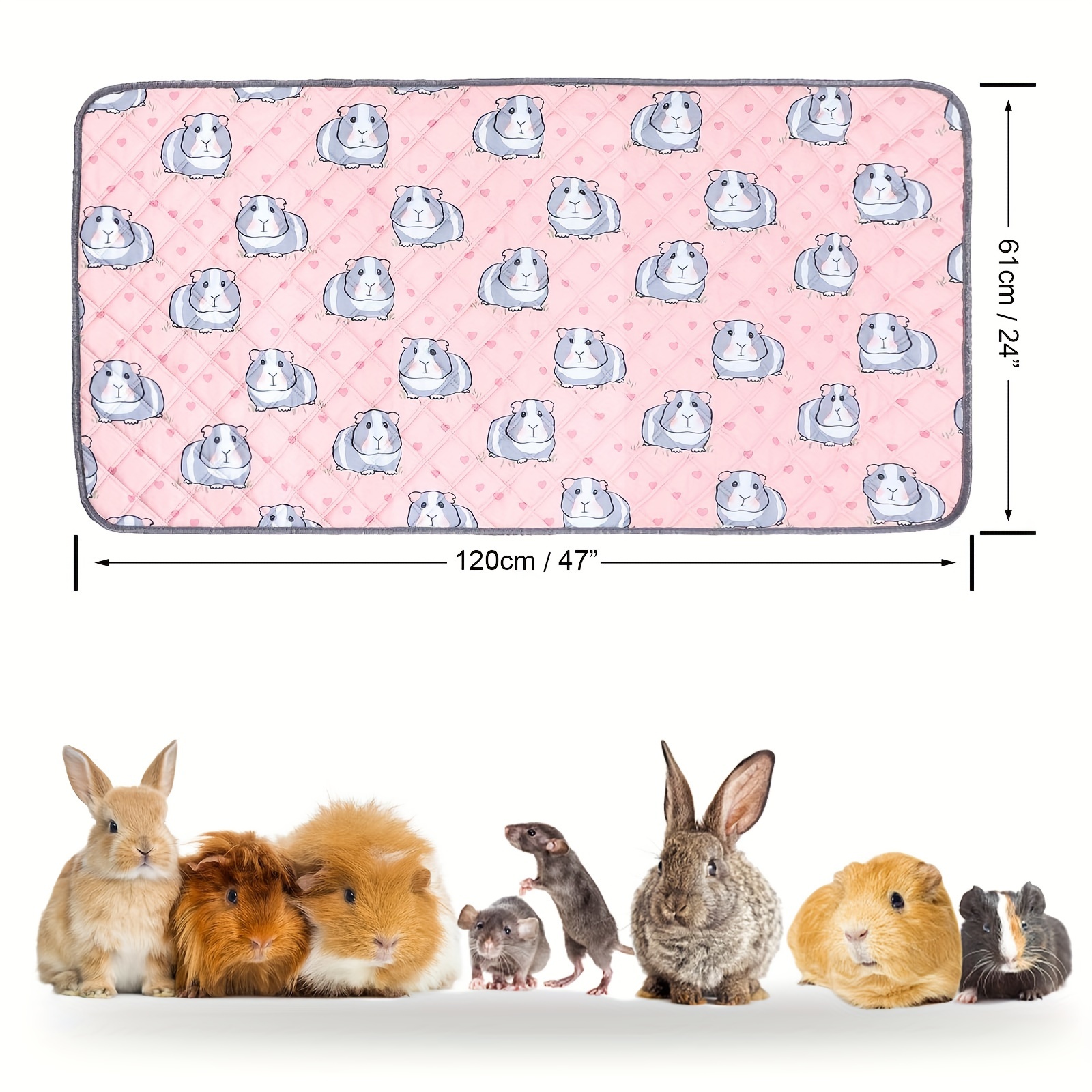 E-shop Rosa bedruckte Meerschweinchenstallmatte, waschbares Futter für Meerschweinchen, wiederverwendbare und super saugfähige