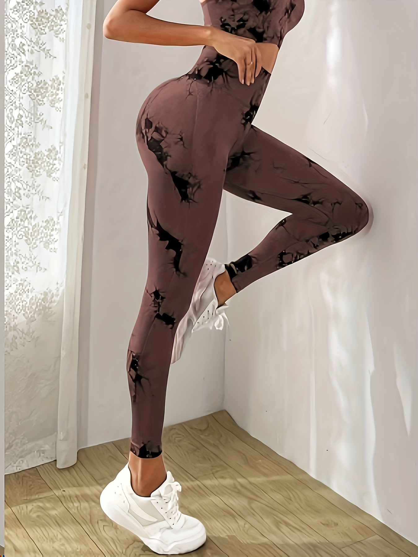 Women'S New Seamless Tie Dye Sports Pants with Leggings, Suitable for Waist Cinching, Belly Tightening, Hip Lifting, And Leg Shaping, Suitable for Outdoor Sports, Fitness, Running, And Yoga Wear, All Season Version
