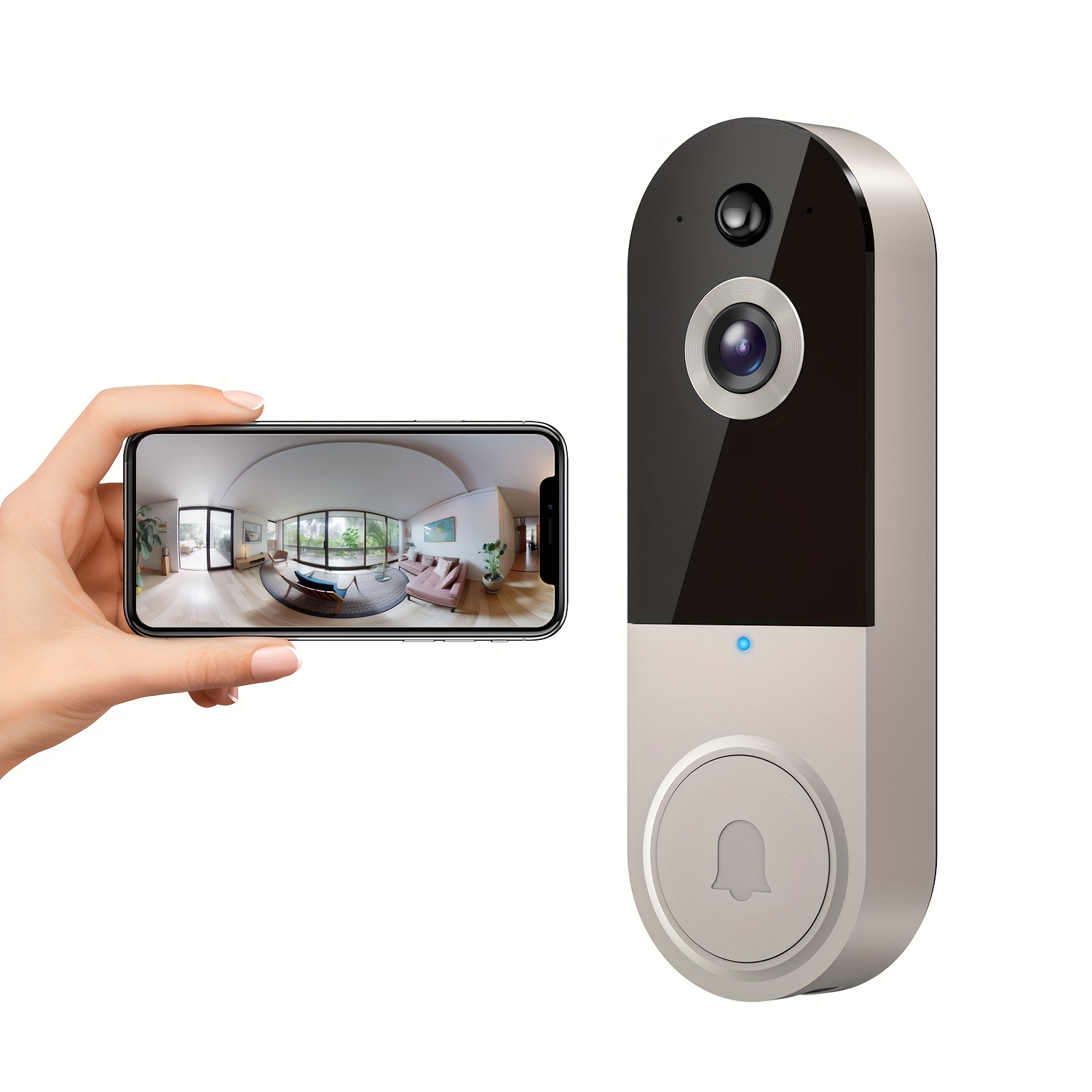 2K Wireless Video Doorbell Camera, AI Human Detection, Night Vision, Instant Alert, 2-Way Audio, 2.4G WiFi, Rechargeable Battery, Cloud Storage, Wireless Video Doorbell Camera, Wireless Video Camera Doorbell (Without Receiver)