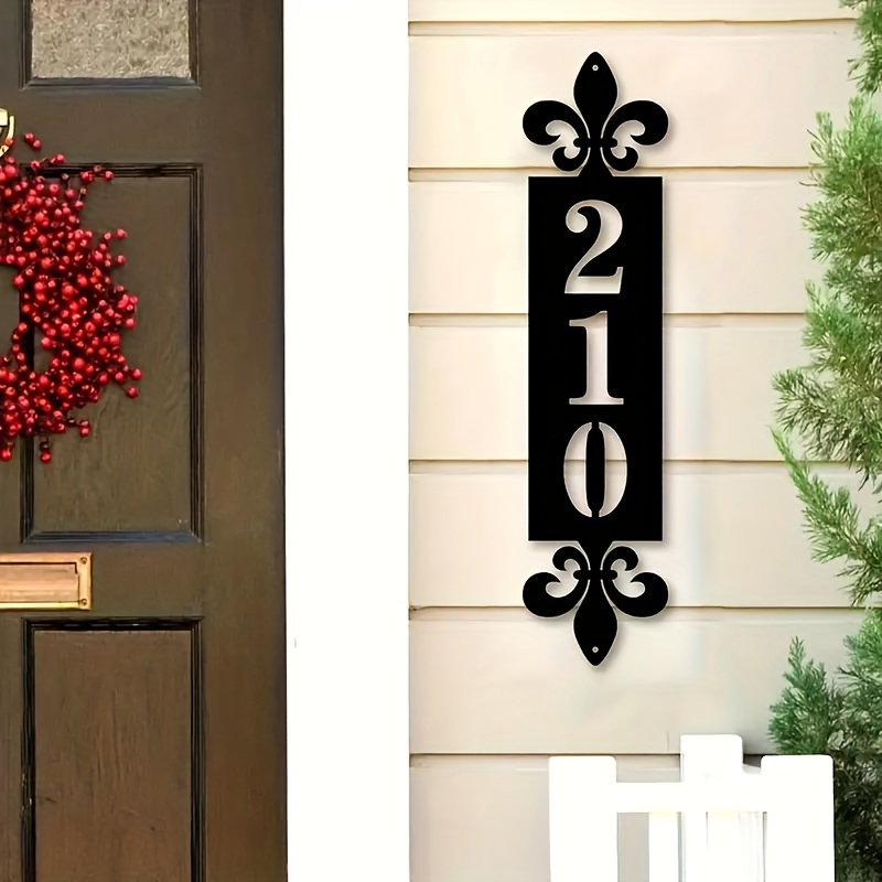 

Elegant Personalized Metal Address Sign, Black, Uv-resistant, Wall & Surface Mountable, Ideal Housewarming Gift, With No Electricity Needed For Outdoor Decor