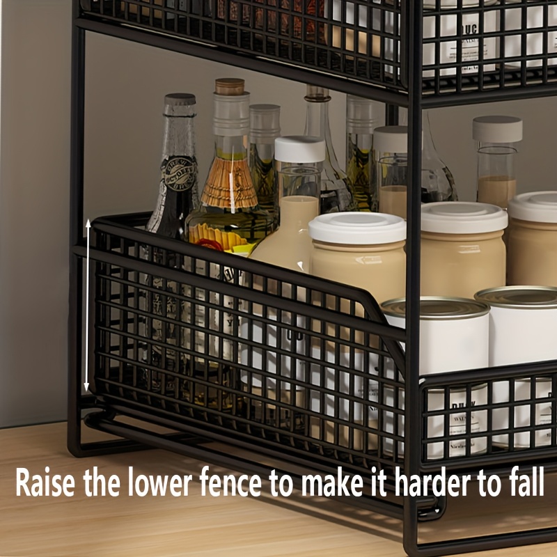 a large capacity under sink storage rack multifunctional metal organizer with shelves for bowls dishes and condiments an   for kitchen cabinet space kitchen storage rack black white Product details 8