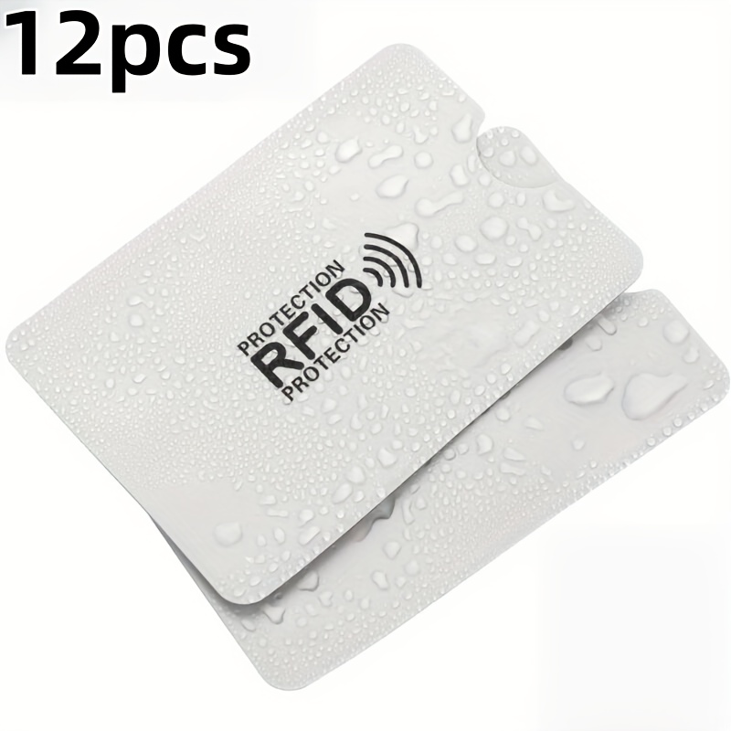 Image of 12pcs Rfid Card Holder, High-quality Credit Card Protector, Portable And Durable Id Card Anti-skimming Rfid Card Holder, Unisex Wallet-specific Silvery Rfid Blocking Sleeve