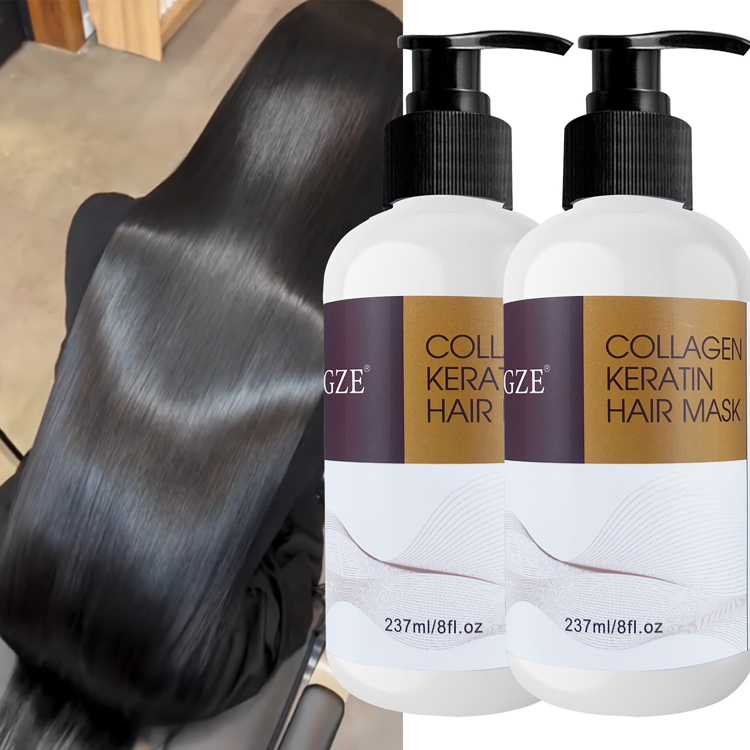 Image of 2-pack Gze Collagen Keratin Hair Mask Deep Conditioning For Dry Hair - Argan Oil, Coconut Oil, And Shea Butter
