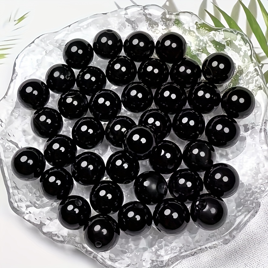 

100pcs 8mm Black Glass Round Glossy Finish Loose Spacer Beads Diy Jewelry Making Supplies, Handcrafted Beaded Decors Crafting Accessories