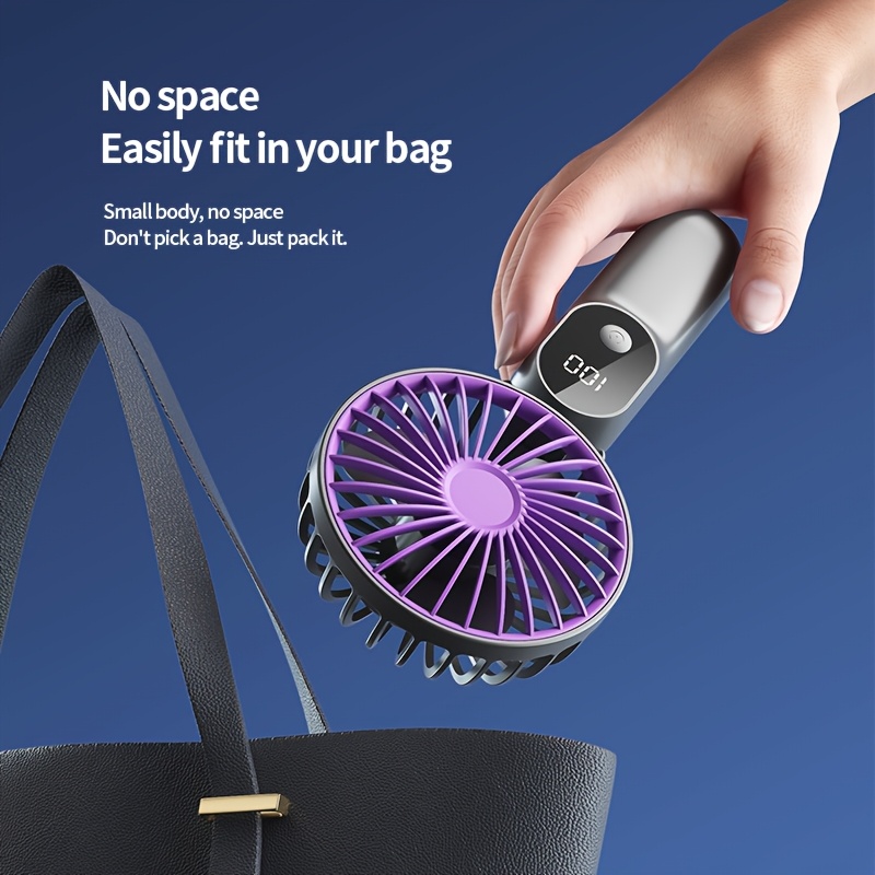 mini portable usb fan with 6 display foldable 3 in 1 handheld neck and desktop fan for travel beach and outdoor use rechargeable lithium battery travel essentials modern aesthetic portable fans Product details 5