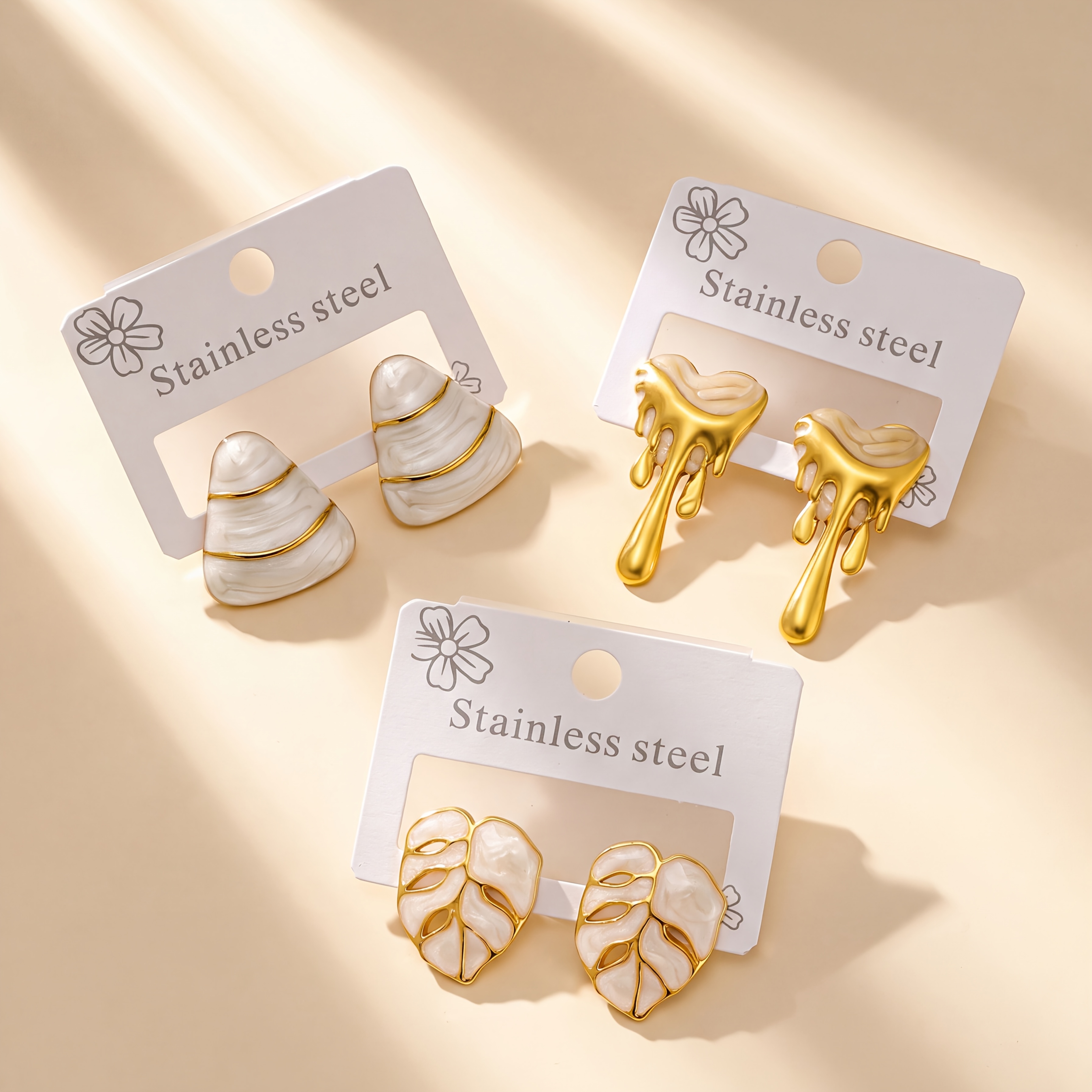 1/3/5 Pairs Women's Gold-Plated Earring Set, Elegant Designs