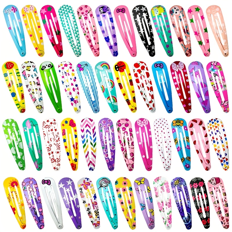 100pcs cute     hair clips oval alloy hair accessories with colorful cartoon designs random assorted colors for women easter everyday use whimsical hairpieces   hairpins durable hairpins quality   Product details 2