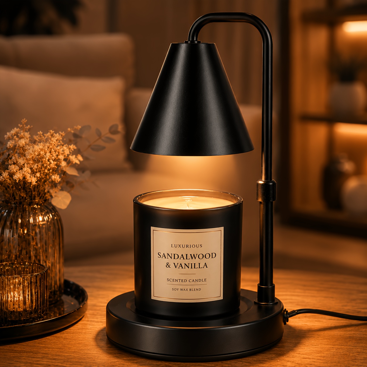 TEMU Candle Warmer Lamp, Adjustable Height, With Timer Dimmer, Wax Melter With Auto Shut-off, Home Decor For Scented Candles & Wax Cubes [bulb Not