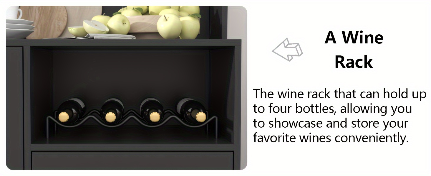 A Wine Storage Cabinet Featuring LED Lighting, Equipped with Racks for Wine And Glasses, Serving As a Kitchen Buffet Sideboard with Additional Storage And Drawers, Designed As a Contemporary Liquor Cabinet And Organizer.