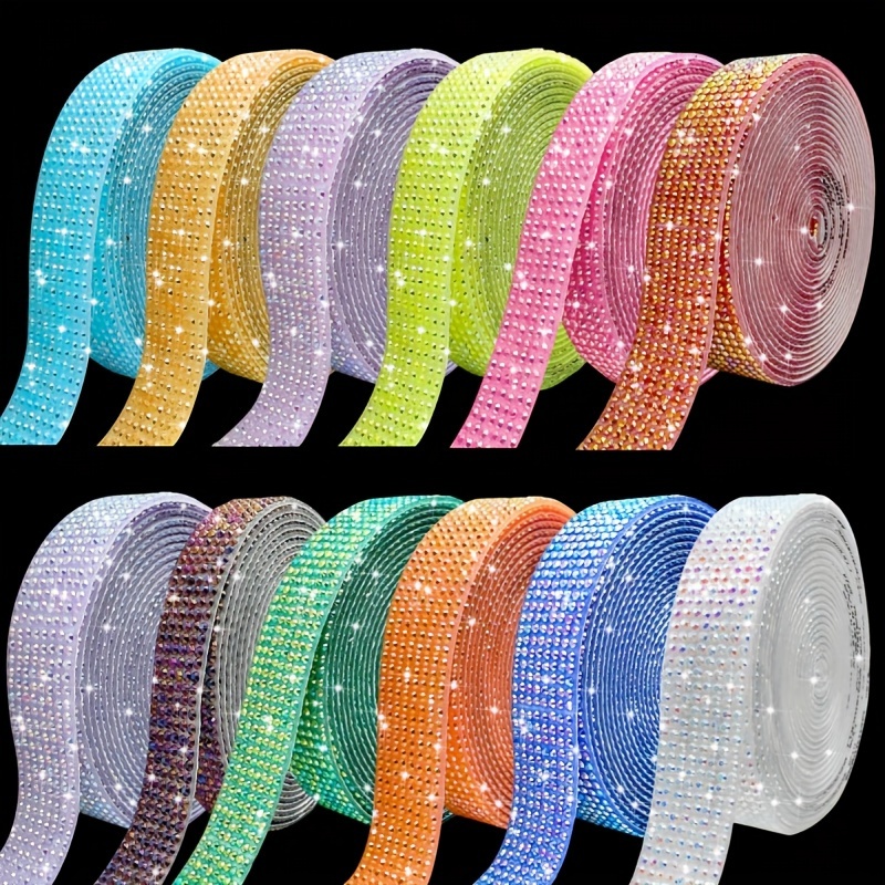 

1 Yard Roll, 6 Self-adhesive Ab Color Resin Rhinestone Strips, Diamond Shaped Sequin Tape For Diy Bracelets, Earrings Crafts, Wedding Party, Car Phone Decor, Gift Wrapping - Abs Resin