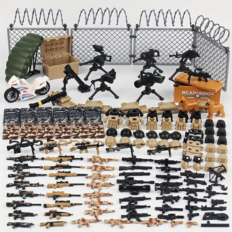  Taken - Juego de accesorios y armas militares personalizadas,  compatible con grandes marcas, accesorios – sombreros, armas, herramientas,  asalto moderno, bloques de construcción militar : Taken All: Juguetes y  Juegos