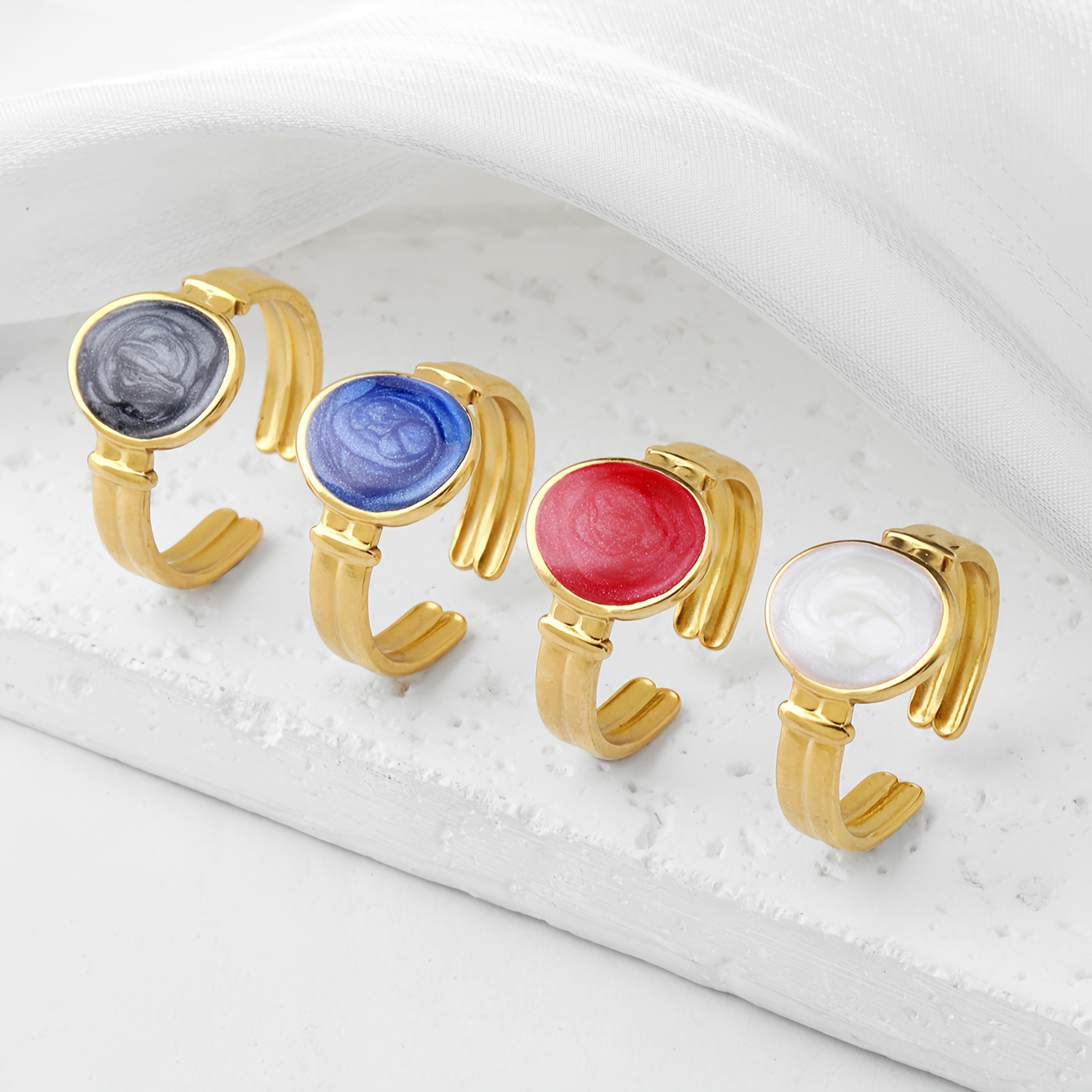 Personalized Oval Glazed Ring in Pearlescent Red