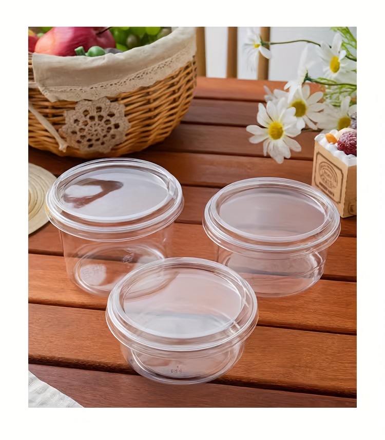 25sets clear plastic dessert cups with lids pet material reusable round candy packaging boxes for cakes sweets fruit transparent food containers for home party use details 5