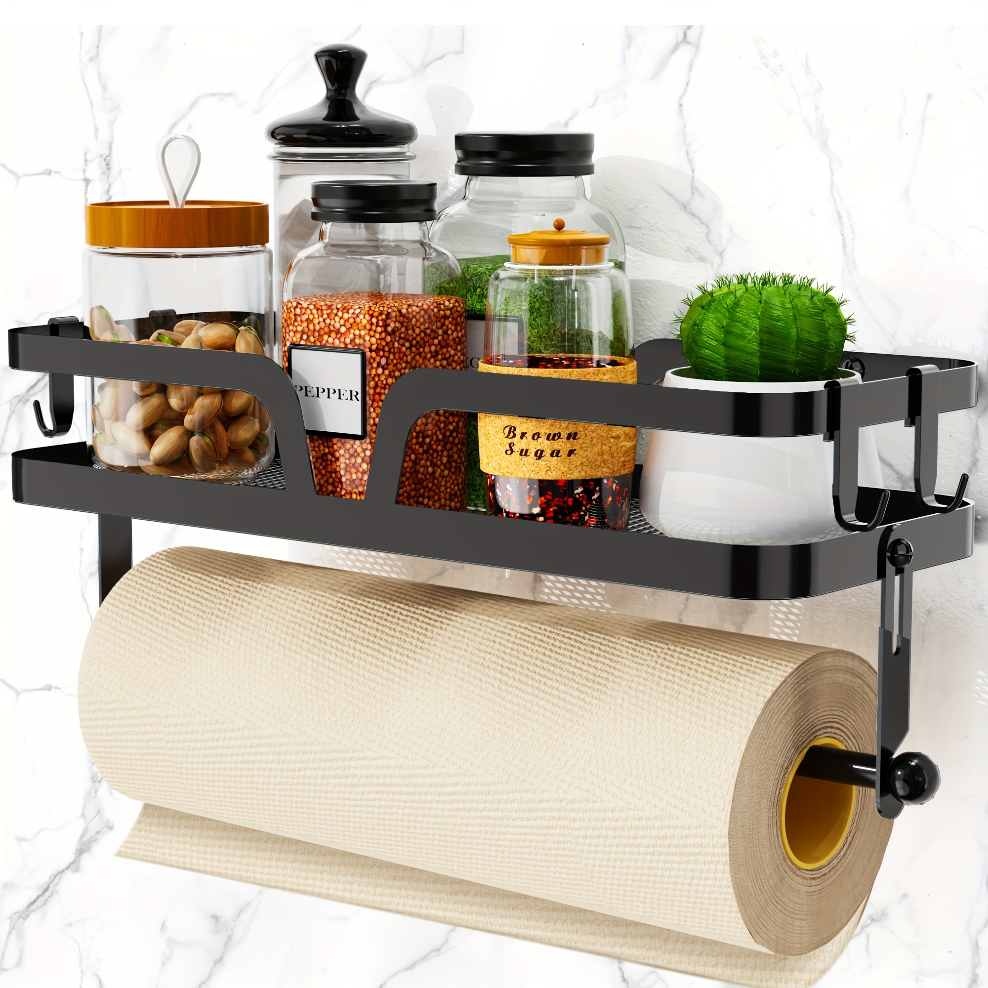 wall mounted spice rack paper towel holder stainless steel Temu