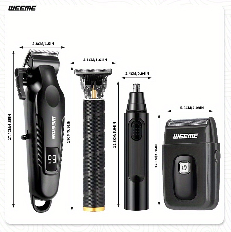   4pcs mens facial grooming set home electric hair clipper kit usb   clippers   razor nose hair trimmer for shaving trimming nose hair care carry on travel use with lcd display   fathers day birthday gift for boyfriend husband elders relatives Product details 5
