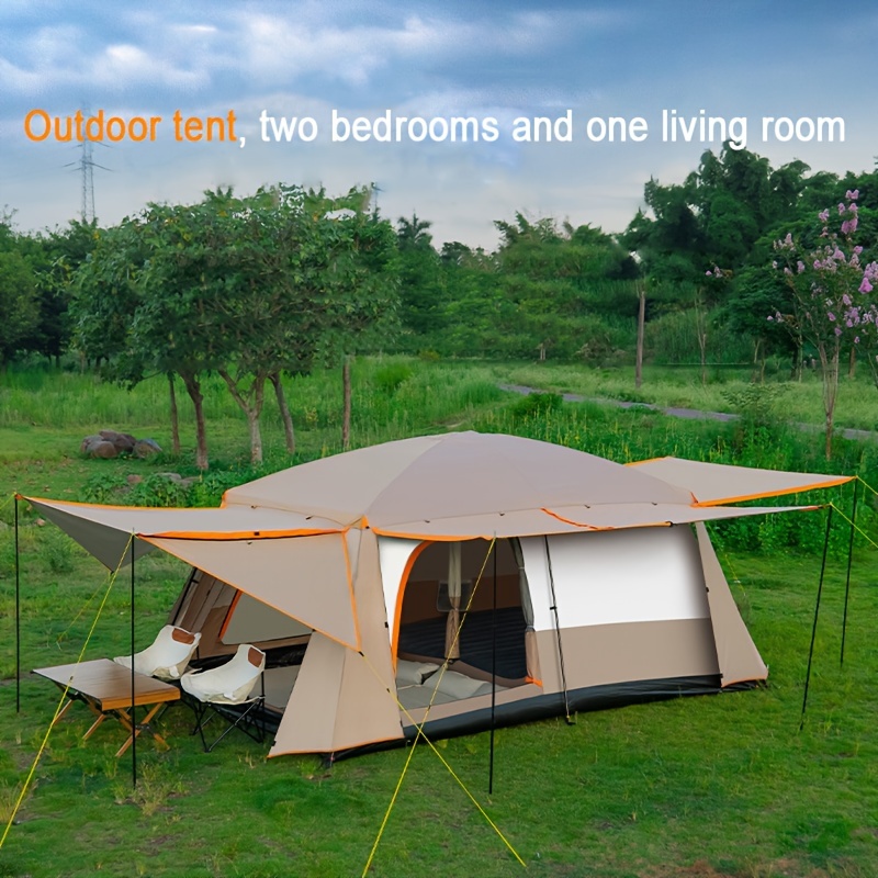 Luxurises groes Outdoor-Zelt mit zwei Schlafzimmern und Wohnzimmer * fr  4-6 Personen, doppellagig und verdickt fr Camping, windbestndig * und  faltbar