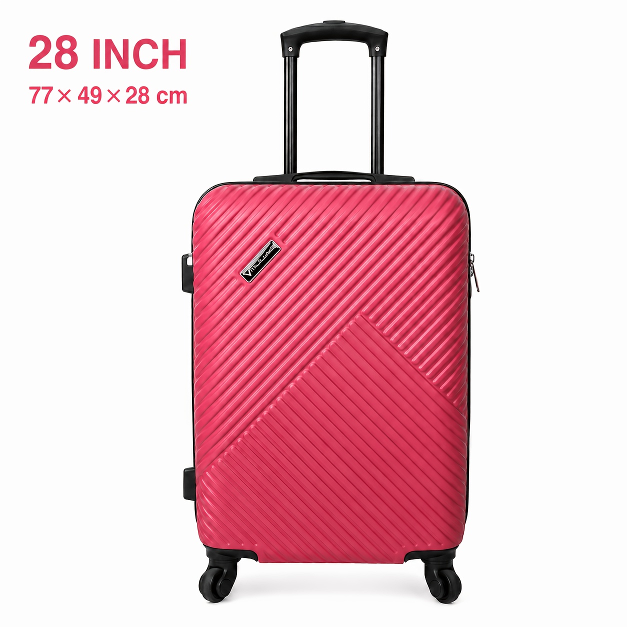 Image of Abs Hardside Luggage Suitcase, 20/24/28 Inch Case With 360° Spinner Wheels, Telescopic Handle, Textured Shell For Carry-on & Checked Travel