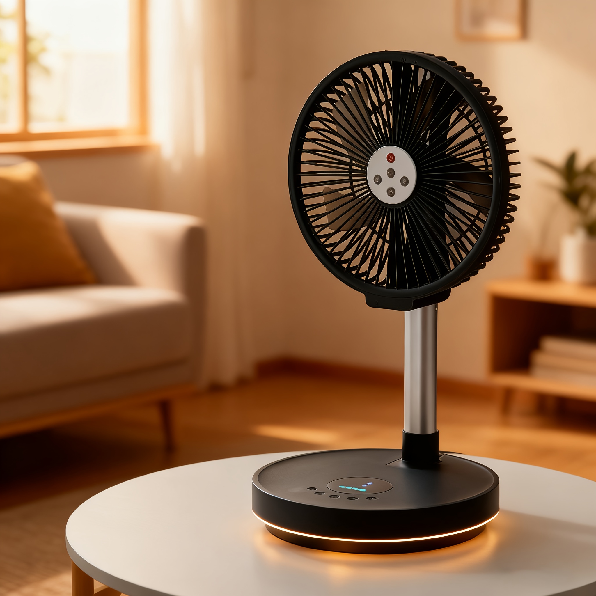 Aluminum Alloy Folding Telescopic Fan Camping Home Picnic 25.4 cm Large Wind Fan with Remote Control Left And Right Shaking Desktop Vertical Fan Portable, Convenient And Easy to Store Fan