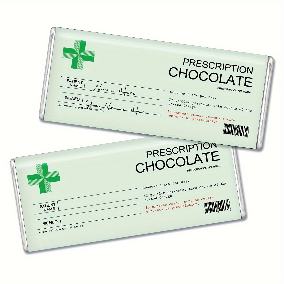 

6-pack Prescription Style Chocolate Bar Labels, Novelty Vinyl Stickers, For Teens, Birthday, Anniversary Gag - Prescription Pads For Custom Messages, 14+ Age Group, Plain