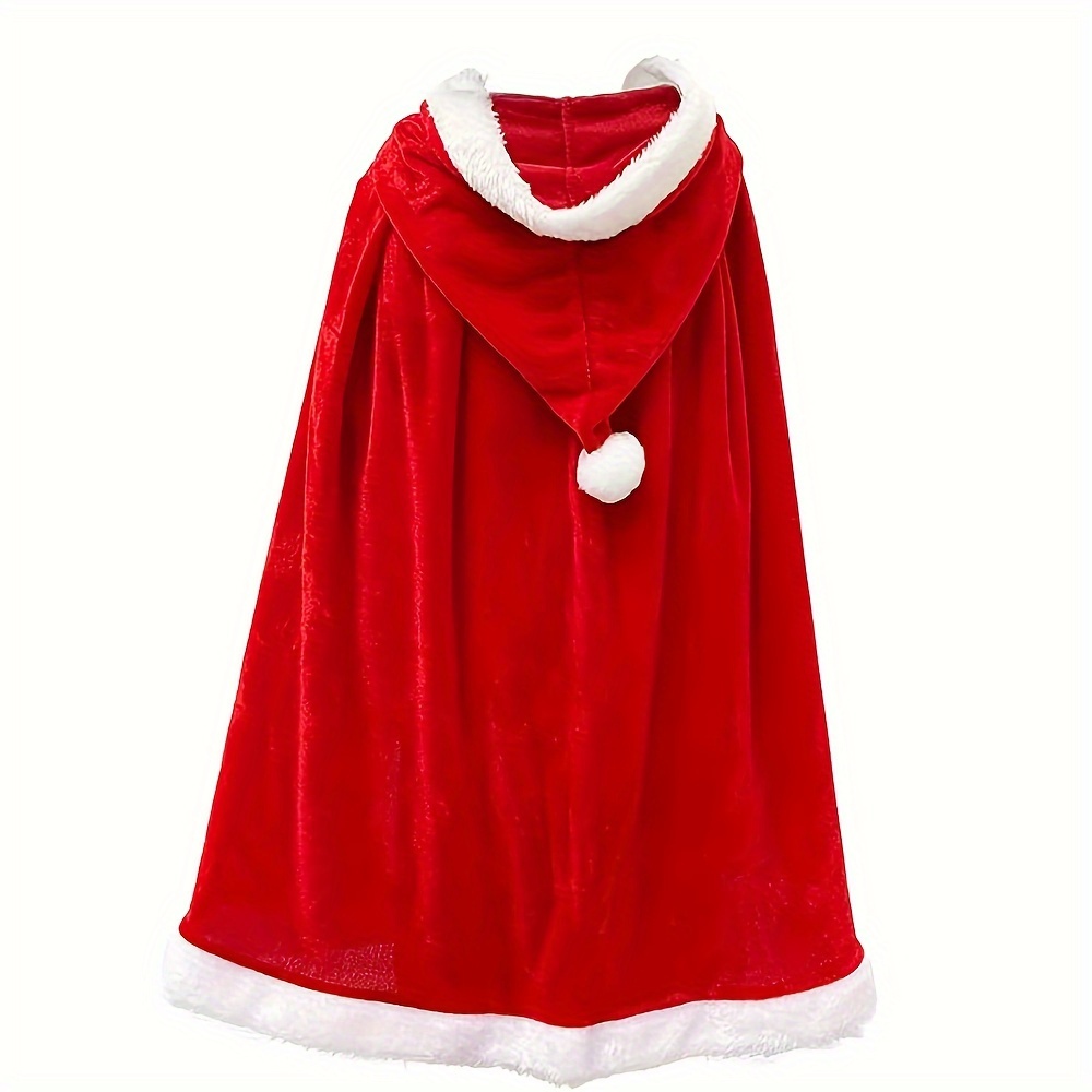 TEMU 1pc Christmas Cloak, Santa Claus Cloak Hooded Cape Robe Velvet Costume For Women Christmas Cosplay