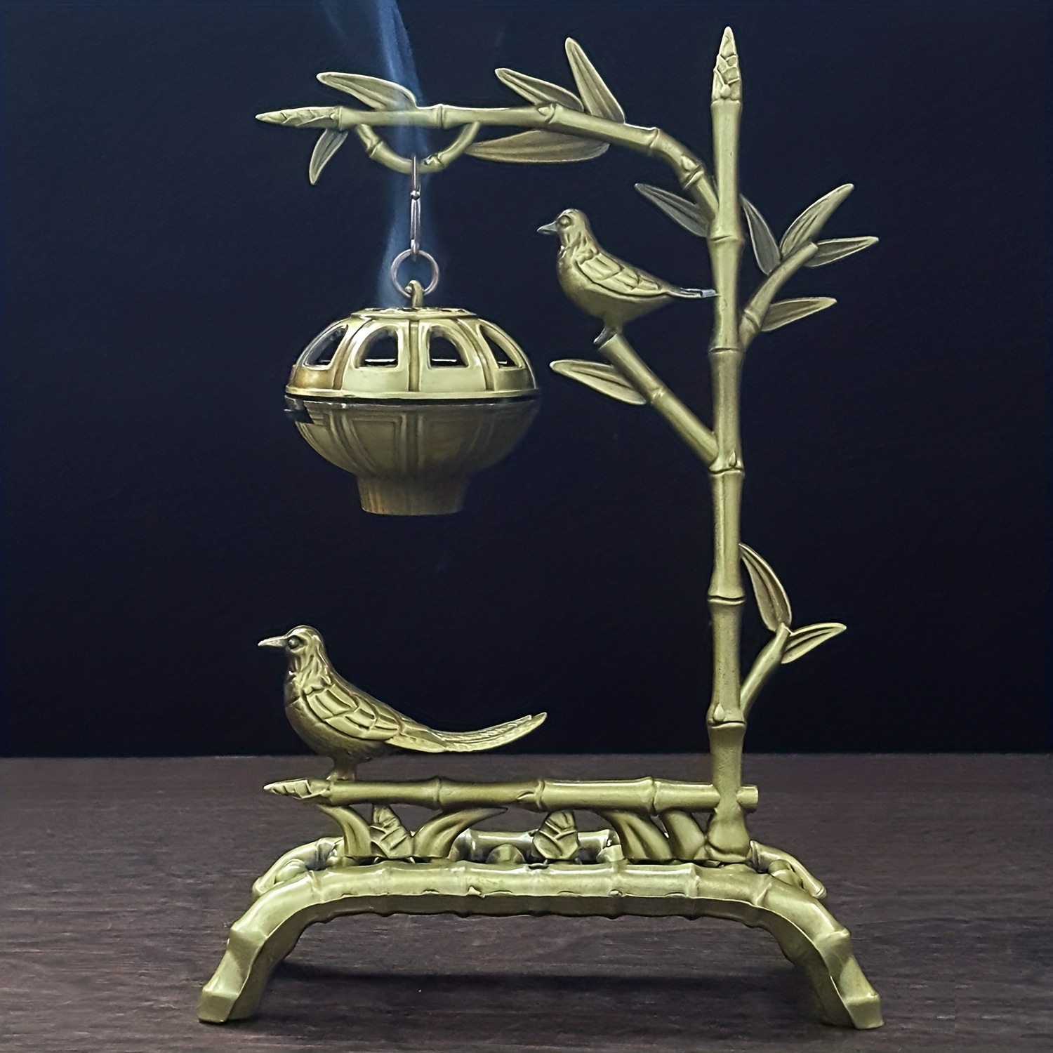 TEMU 1pc, Hanging Incense Holder, Exquisite , Vivid Of Bamboo Texture And Bird Form Details, Hanging Hollow Incense Holder, Natural And Elegant