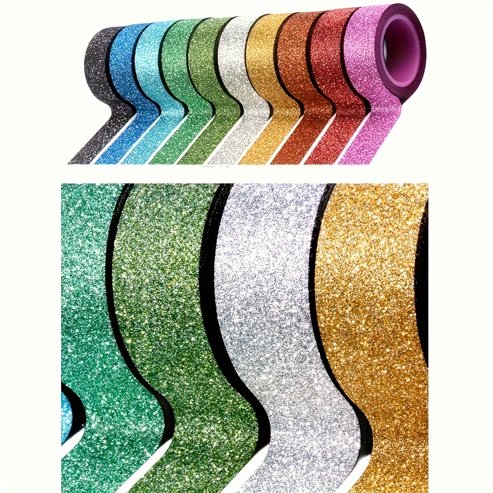 

2 Rolls Of Glitter Tape Sticker Paper - 5m Rolls For Diy Crafts And Decorations - Viscose And