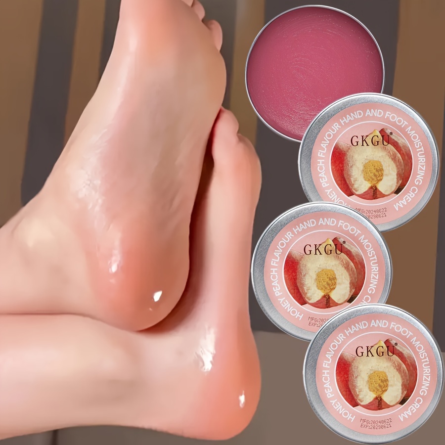 TEMU 3pcs Set Peach Chapped Cream For Dry Cracked Heel&feet, And Your Dry Rough Skin