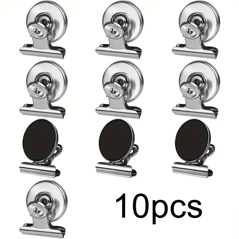 Image of 10 Silvery Magnetic Clips For Refrigerator, Whiteboard, Boat Use, Teaching, Office Display, And Paper Fixing. Silvery Refrigerator Magnets, Whiteboard Magnetic Clips, Boat Magnetic Clips