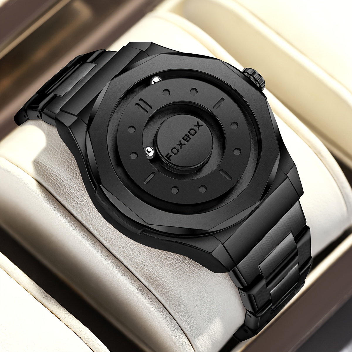 Lige Business Men's Watch Unique Rotating Magnetic Beads Silvery Elegant , Unisex, Suitable For Occasions