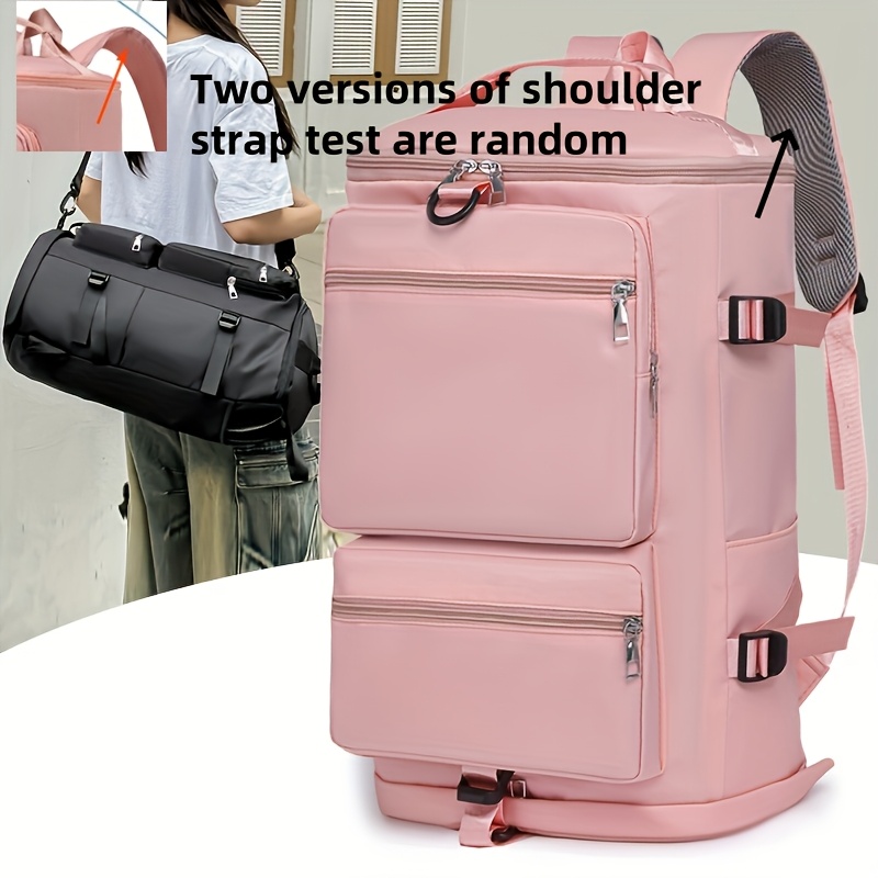 

Large Capacity Travel Backpack With Removable Shoulder Straps - Fitness, Swimming, And More - Waterproof, , And Stylish In Pink