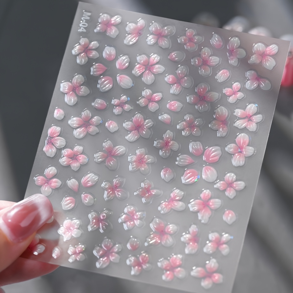 1pc Pink Elegant Art Stickers,self-adhesive Acrylic Nail Decals For Diy Nail Art Decoration, Glossy Finish, Unscented, Single Use, Nail Art Design, Easy Application Stickers For Women's