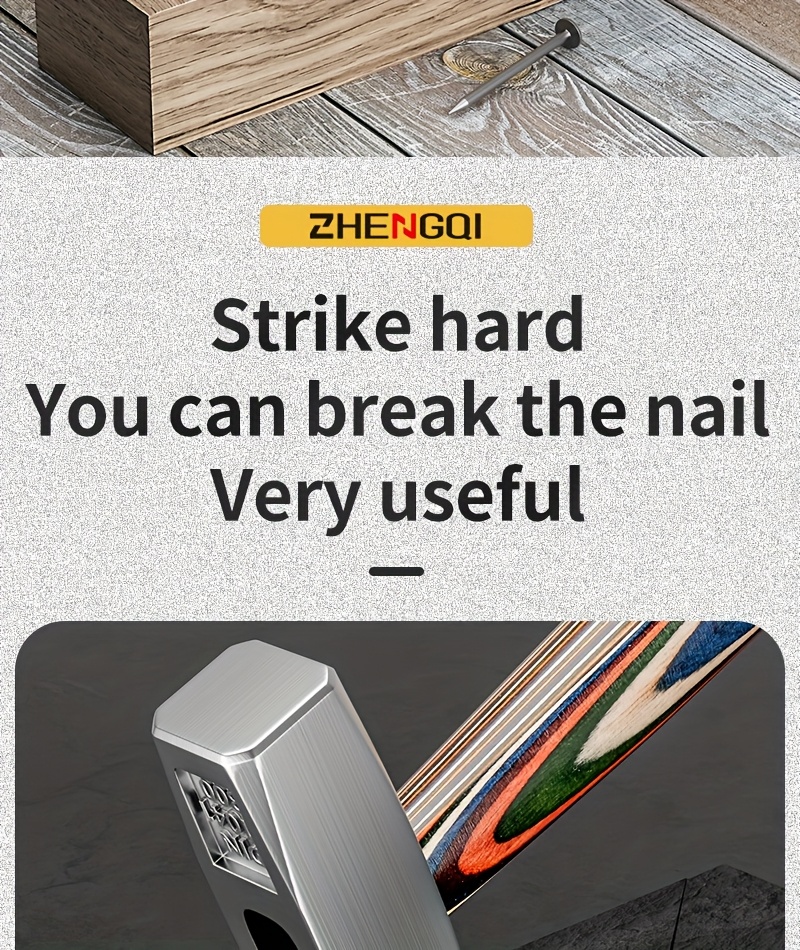 Non-Fading Wooden Handle Hand Hammer Horn Hammer Carpenter'S Hammer Octagonal Hammer Mini Hammer Non-Fading Colored Wooden Handle Hammer, Laminated Process Wooden Handle Non-Fading for Home Work Convenient to Carry Hand Hammer Outdoor Hammer