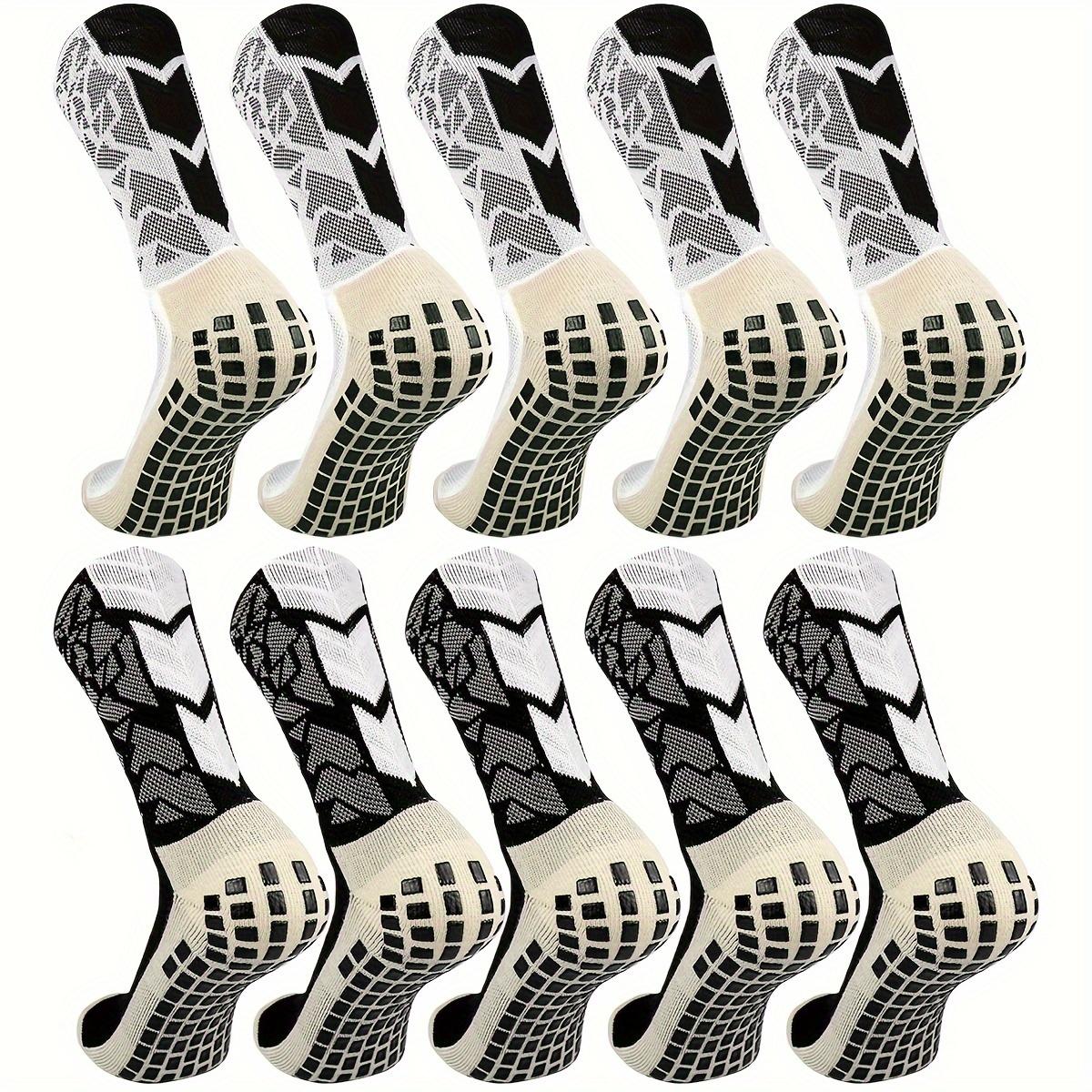 

1/5/10/20 Pairs Of Geometric Patterned Mid Calf Athletic Socks For Girls And Boys - , Machine Washable, Polyester Blend, Rubber Grip, Knit Fabric, 299 G/m²