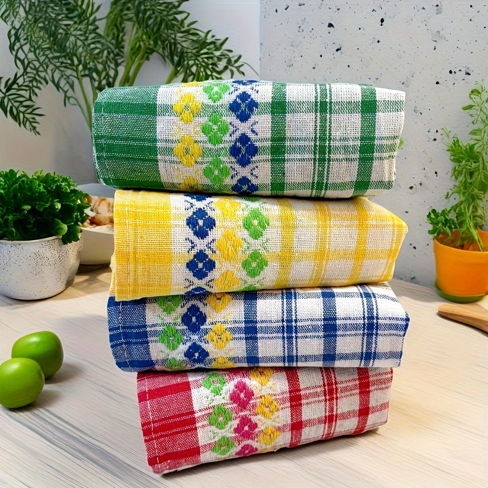 

4pcs , Kitchen Towels - Large, Bright Striped Dish Cloths For Washing & Drying Dishes, Home & Bar Use, Ideal Christmas Decor