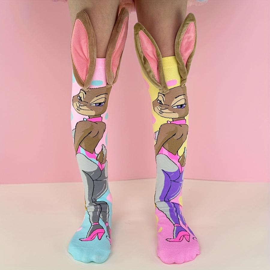 Image of A Pair Of Children's Cute Judy Knee-high Socks, Suitable For Boys And Girls Daily Wear, Party Wear, Vacation Wear, Suitable For Holiday Gifts