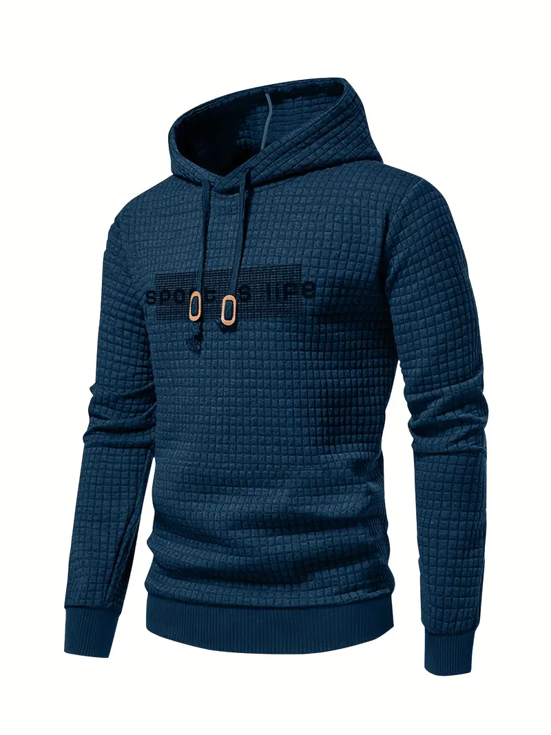 Sea Blue Men's Sporty Casual Hooded Sweatshirt