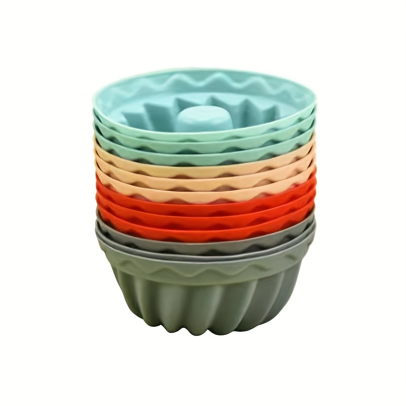Image of 12pcs Random Colors Silicone Cupcake Molds Mini Brownie Cake Molds - Heat Resistant Reusable Oven Tools And Kitchen Additions For Tubing Cake Making - Used For Cupcakes And Desserts