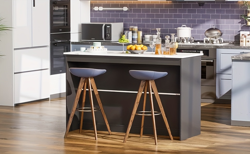 43-Inch Kitchen Island with LED Lighting & Faux Marble Top 8 43-Inch Black Kitchen Island Overview
