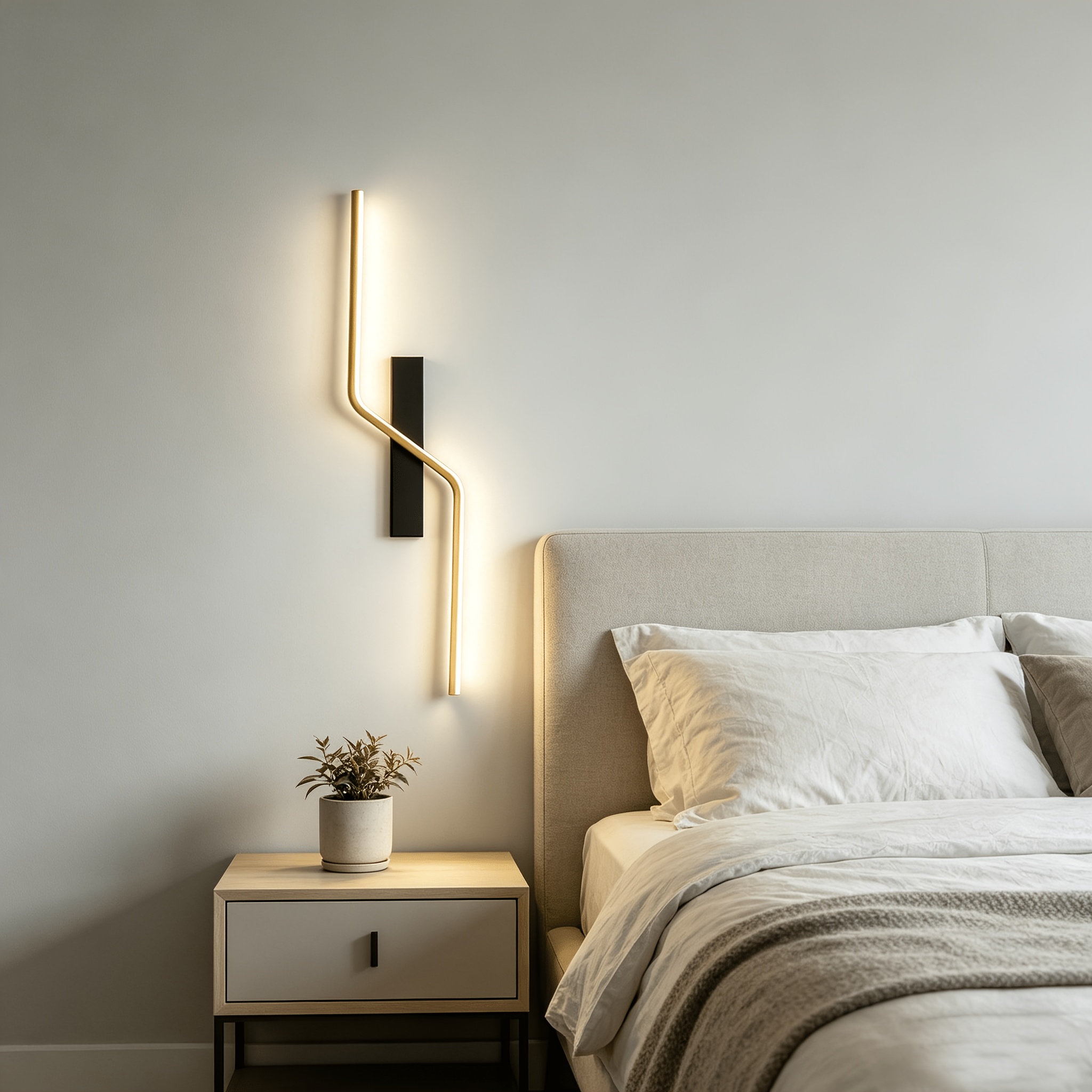 SYHENOP Nordic Light Luxury Style LED Strip Wall Light, Golden Black Contrast Design, 4000K Neutral Light, Minimalist Bedroom Study Background Wall Lamp, Nordic Style Home Decoration Wall Light, Ideal Lighting Choice for Living Room And Kitchen