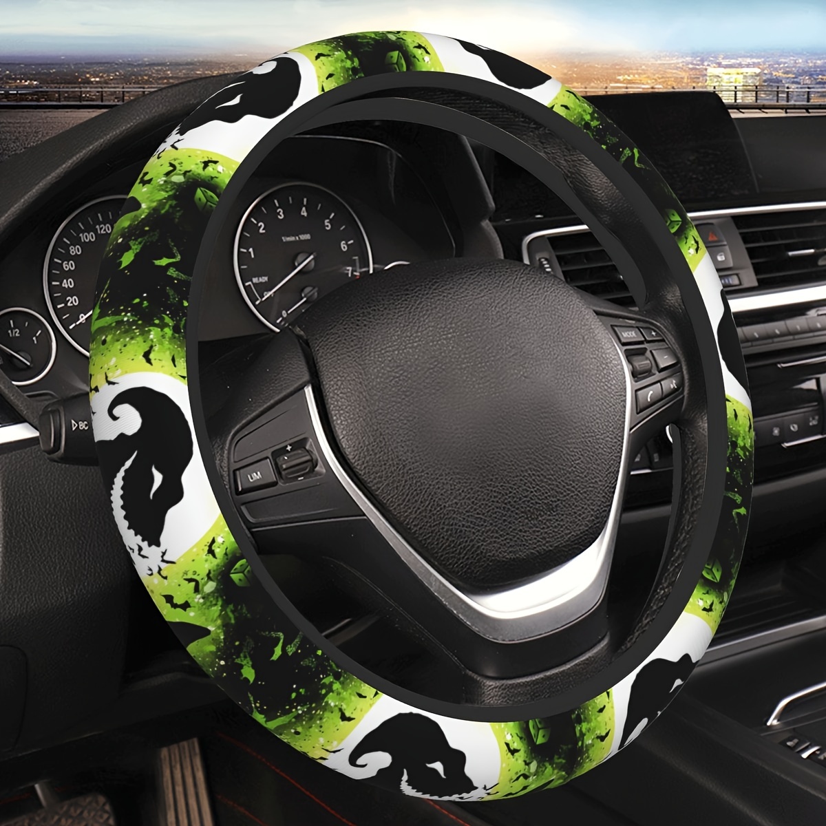 

Anime Cartoon Horror Ghosts Steering Wheel Cover For Men And Women, Universal 15-inch Neoprene Non-slip Car Steering Wheel Protector Accessory Without Inner Circle
