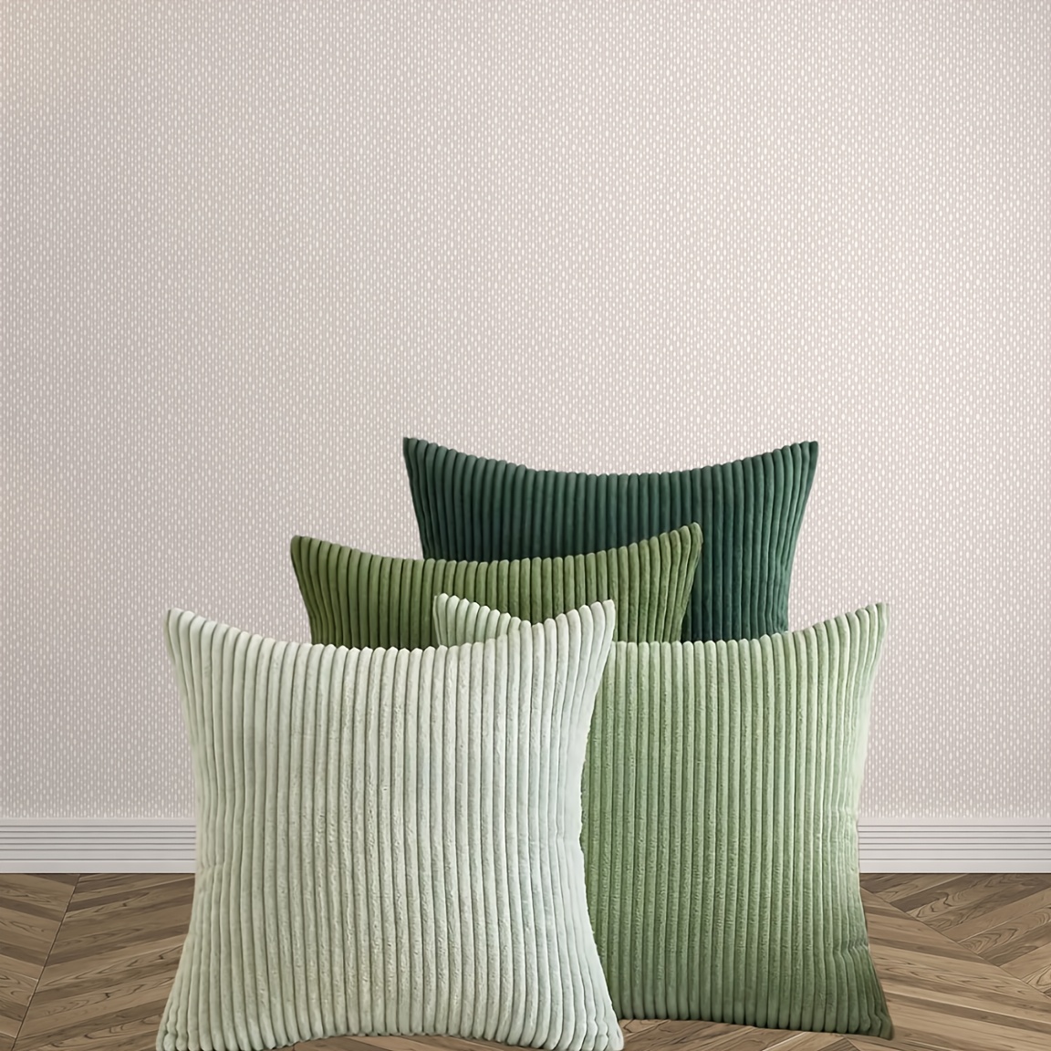 4pcs Bohemian Farmhouse Decor Corduroy Stripe Gradient Series Square Throw Pillow Covers, Western Modern Pillowcases For Bedroom Sofa Living Room Home Decor (pillow Cores Not Included)