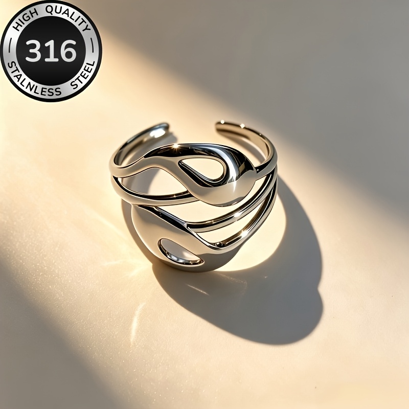 Women's Hypoallergenic Stainless Steel Adjustable Open Ring