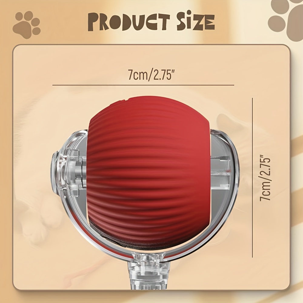 TEMU 1pc Whisker Silicone Interactive Cat Toy Ball - Striped Pattern, Usb Rechargeable, Automatic Self-rolling, 3 , Bite-safe, For All & Sizes