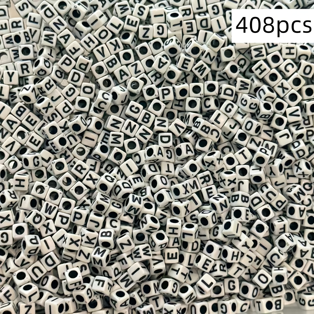 TEMU 408 piezas de cuentas de acrílicas de 6 * 6 mm, cuentas versátiles de dispersas y negro, cuentas de , pulseras de , pulseras de para conciertos,