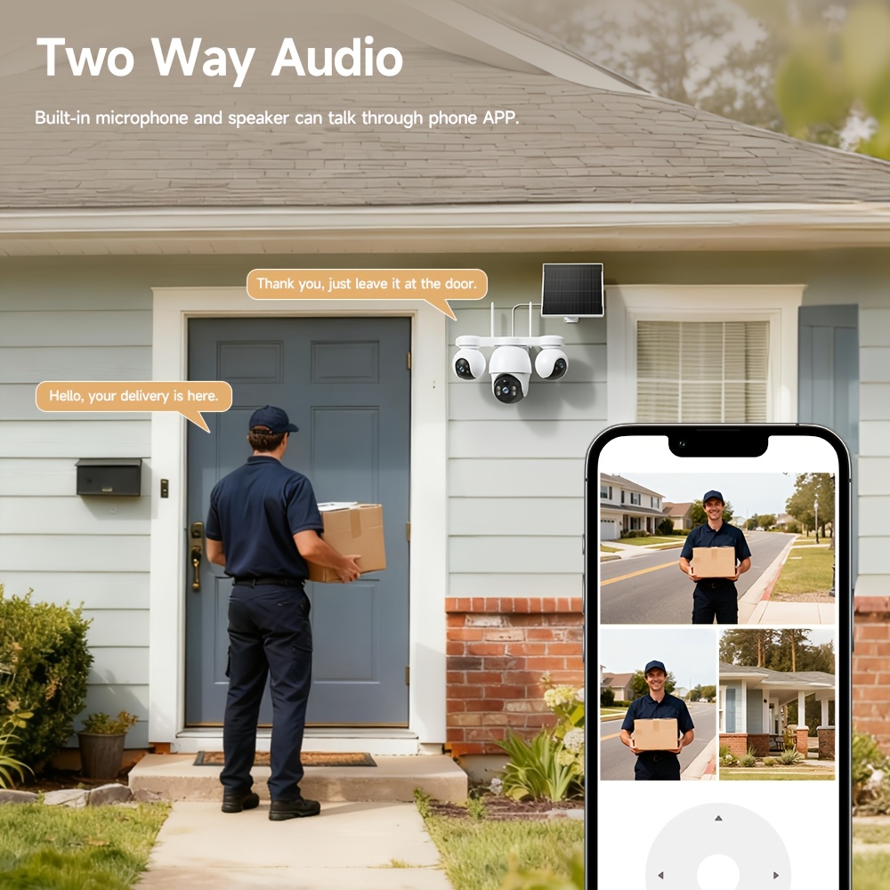 Caméra de sécurité V380MAX | Enregistrement toutes saisons 6MP, prend en charge le WI-FI 2.4Hz, système de surveillance sans fil, fonction audio bidirectionnelle, rotation à 360°, détection de mouvement simultanée à trois objectifs, stockage cloud, convient pour une utilisation extérieure, commerciale et domestique