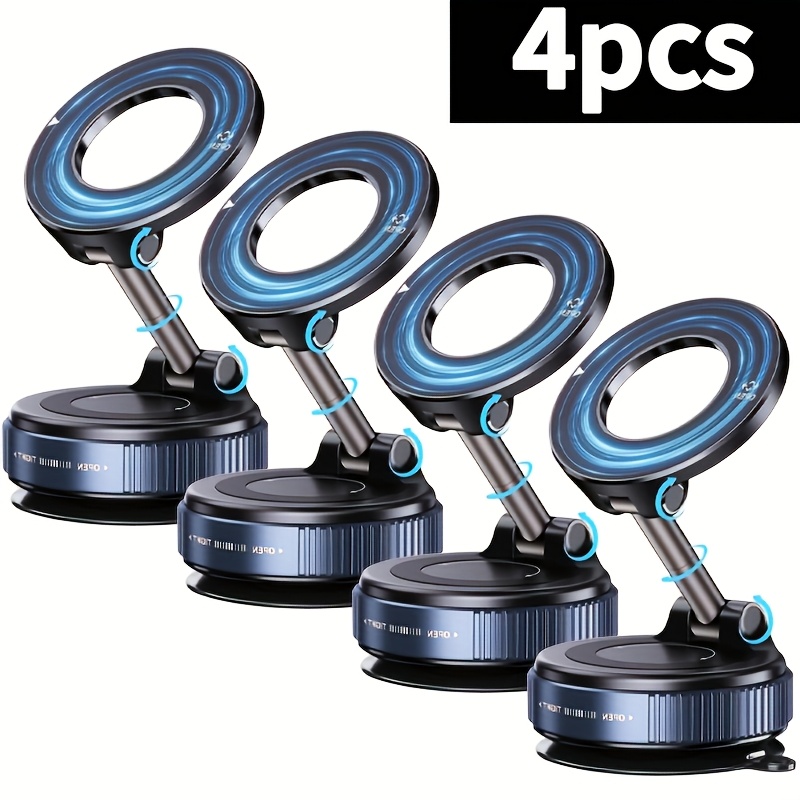TEMU 4pcs, 360° Rotating Magnetic Phone Stand, Foldable And Extendable, Suitable For Iphone 16/15/12, Abs Material, Not, Multi- Use: Car, Bathroom,