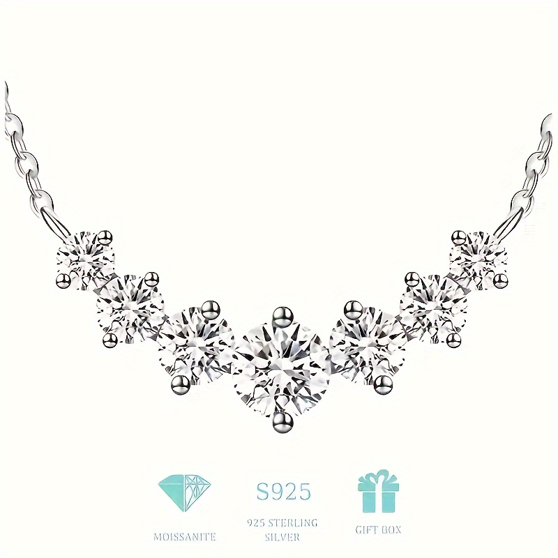 

A 925 Silver 3 Carat Mosan Diamond Necklace, Light Luxury Elegant Temperament, Holiday Gifts Birthday Gifts To Special People Around, With Gift Box