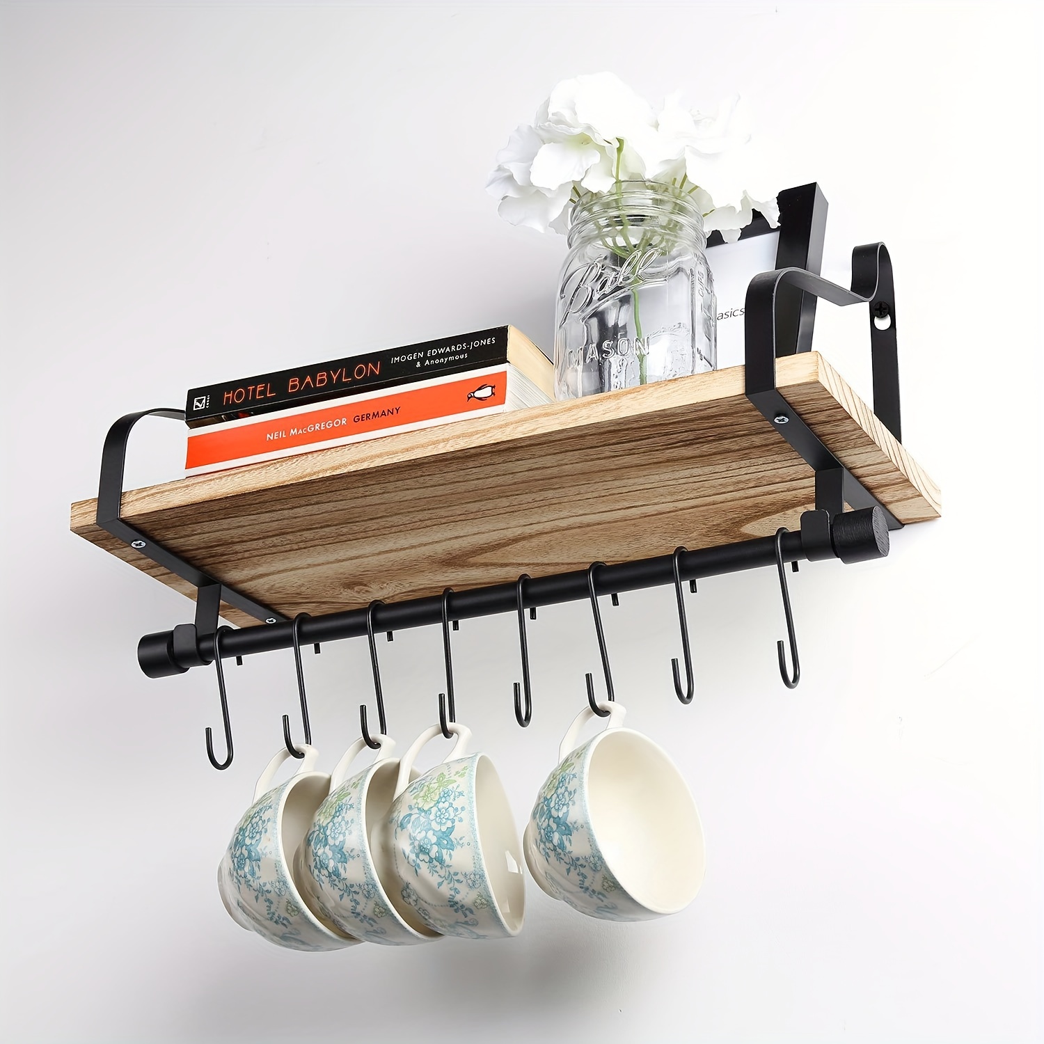 Modern Wall mounted Kitchen Shelf Strong Adhesive Hooks Pot - Temu